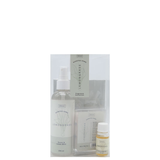Scented Home Fragrance Collection - Lemongrass - 200ml Room & Linen Mist, 30ml Scented Oil, Wax Melts & Scented Sachet