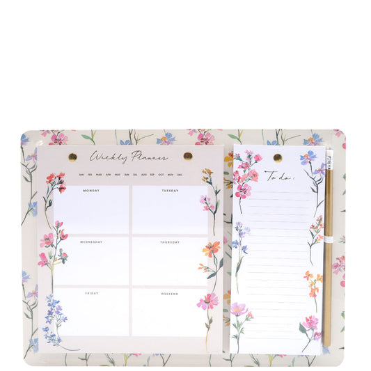 Dress Your Desk - 52 Weeks Weekly Planner, List Pad + Pencil Set - Overall Size: 29.5 x 23 cm Weekly Planner: 16.7 x 20 cm - Note Pad: 8.2 x 20 cm