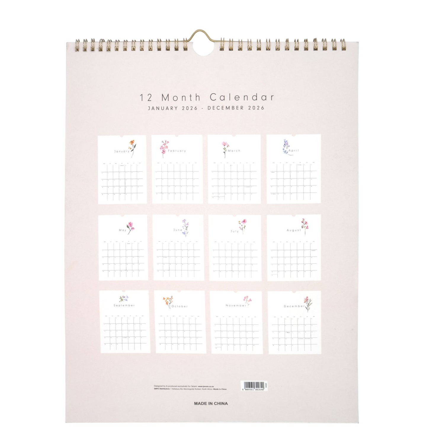 Dress Your Desk - 12 Month Wall Calender 28 x 38 cm