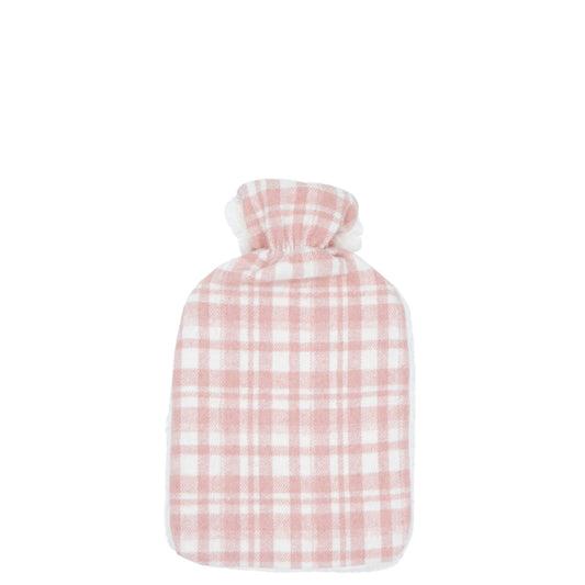 Cosy Hot Water Bottle (Fannel / Fluffy Cover Pink Check)