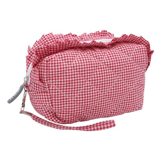 Cherry - Soft Quilt Cosmetic Bag - Red Gingham
