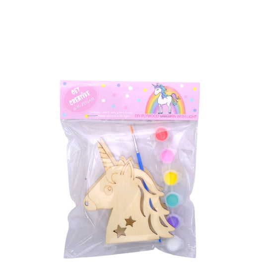 DIY Plywood Unicorn With Light - Plywood Unicorn (10 x 13cm), 6 x Paints & Brush
