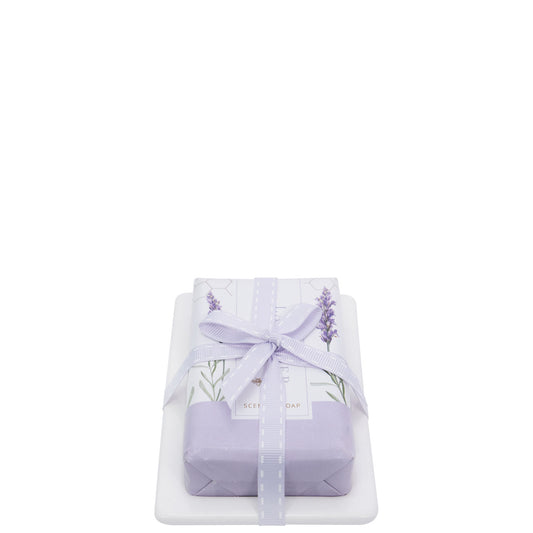 Lavender & Honey Soap On A Ceramic Dish (200g Soap & Ceramic Soap Dish)